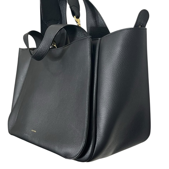 Cuyana Mila Satchel Black Italian Leather Work Travel Laptop Tote Bag - Picture 5 of 15